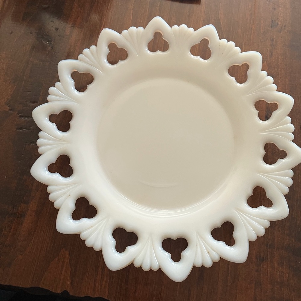 Milk glass plate